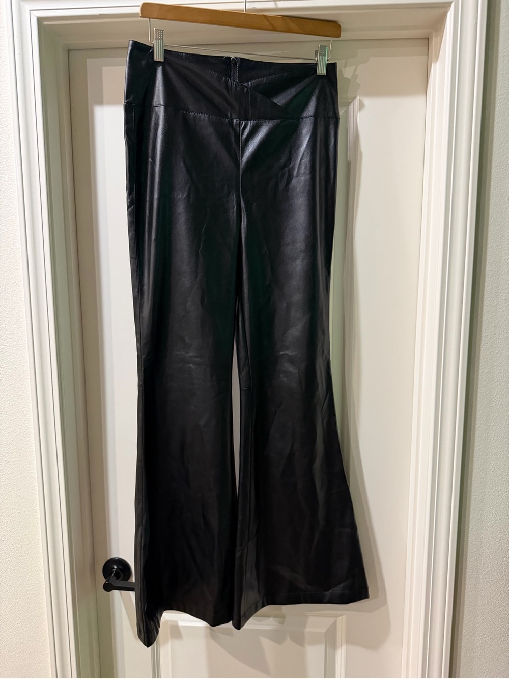 Versona Black Faux Leather Boot Cut Pants